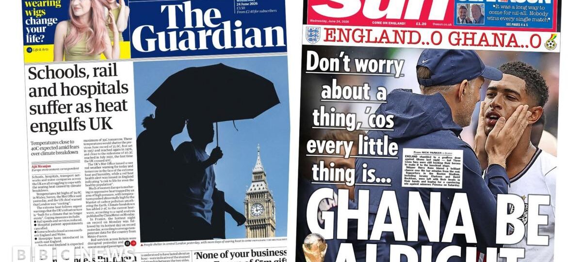The Papers: 'Heat engulfs UK' and 'Ghana be alright'