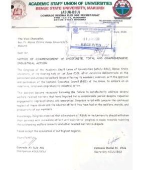 BSU ASUU chapter embarks on strike over unresolved welfare issues