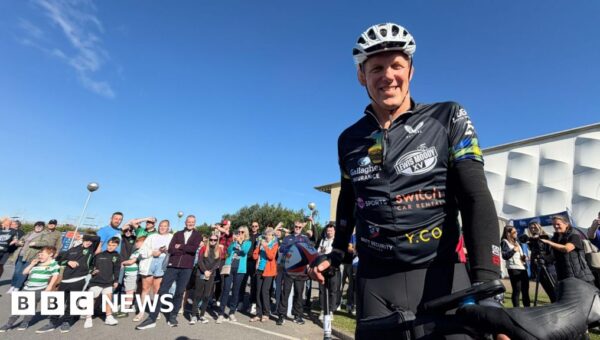 Former England captain Lewis Moody starts 500-mile cycle after MND diagnosis