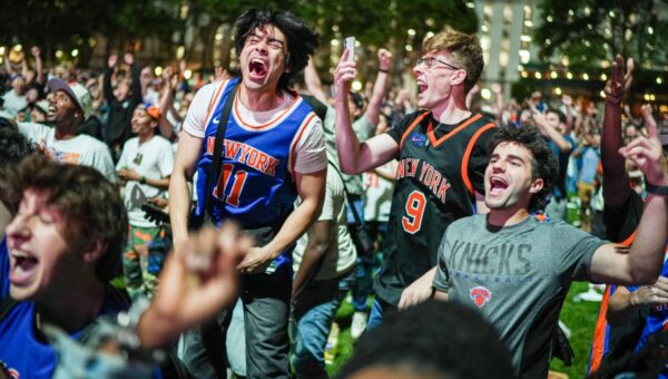 Knicks fans burning sage outside MSG ahead of Game 4 to purge the bad luck left behind from Trump’s attendance