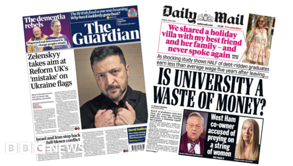 The Papers: ‘Israel and Iran step back’ and ‘Is uni a waste of money?’