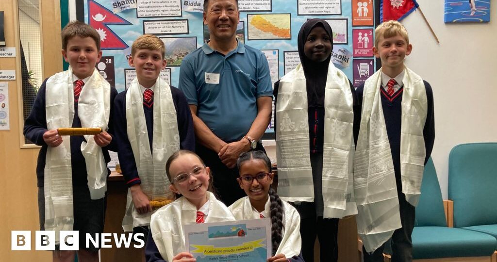 Sherpa travels thousands of miles to thank children for help after earthquake
