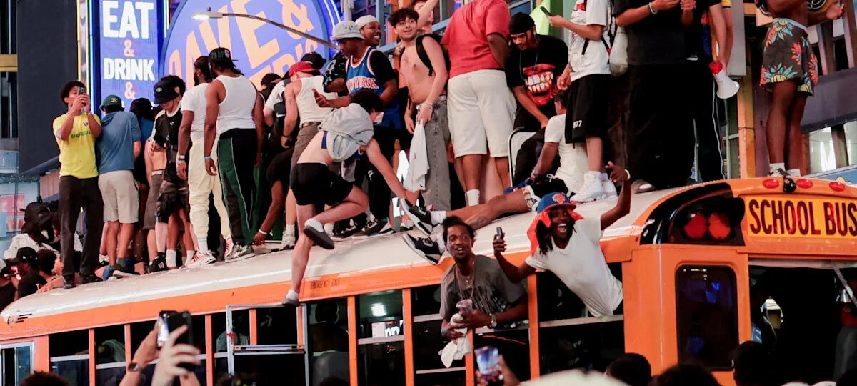 Scary scene in New York as Knicks fans NBA Finals celebrations turn ugly and dangerous