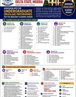 Southern Delta University Post-UTME/DE 2026: Cut-off mark, Eligibility and Registration Details