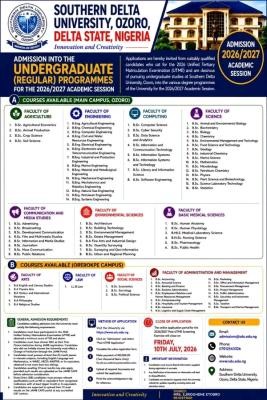 Southern Delta University Post-UTME/DE 2026: Cut-off mark, Eligibility and Registration Details