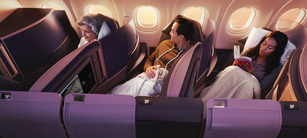 See inside United's first ultra-premium long-haul Airbus jet. It has sliding doors and a walk-up snack bar.