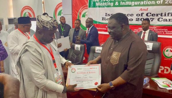 Ex-AGF Aondoakaa receives PDP certificate of Return for 2027 Benue governorship race