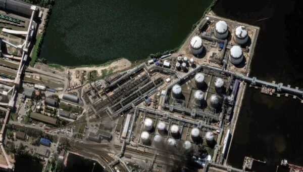Satellite images show a blazing Russian oil terminal from Ukraine's strikes during the annual Russian Davos