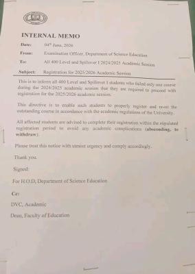 UMYUK registration notice to 400L and spillover students