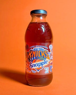 Snapple Knicks team up to bottle winning energy. Knicks Snapple bottles
