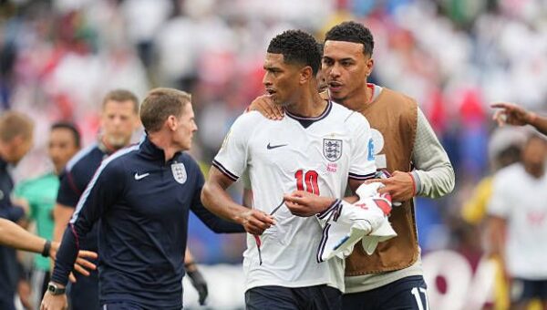 Watch: Jude Bellingham involved in heated bust-up with Ghana manager during England World Cup clash