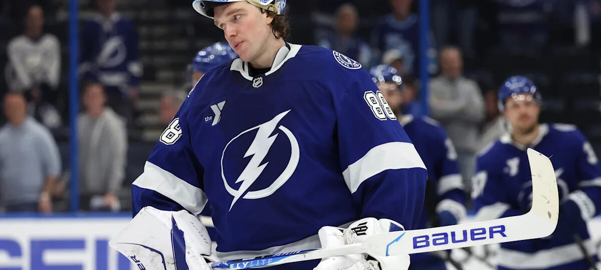 Lightning prank goalie Andrei Vasilevskiy, creatively revealing he won the 2026 Vezina Trophy