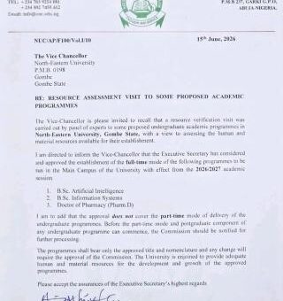 North-Eastern University, Gombe gets NUC's approval for new academic programmes