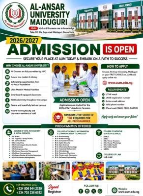 Al-Ansar University, Maiduguri Post-UTME 2026: Cut-off mark, Eligibility and Registration Details
