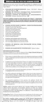 LUTH releases Admission forms for Nursing & School of Health, 2026/2027