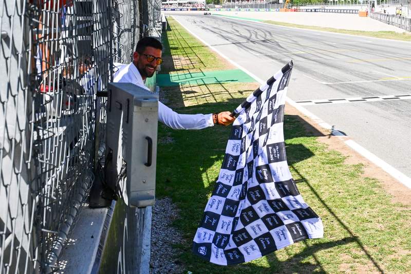 Novak Djokovic denied Barcelona GP entry before waving flag for Lewis Hamilton’s first Ferrari win