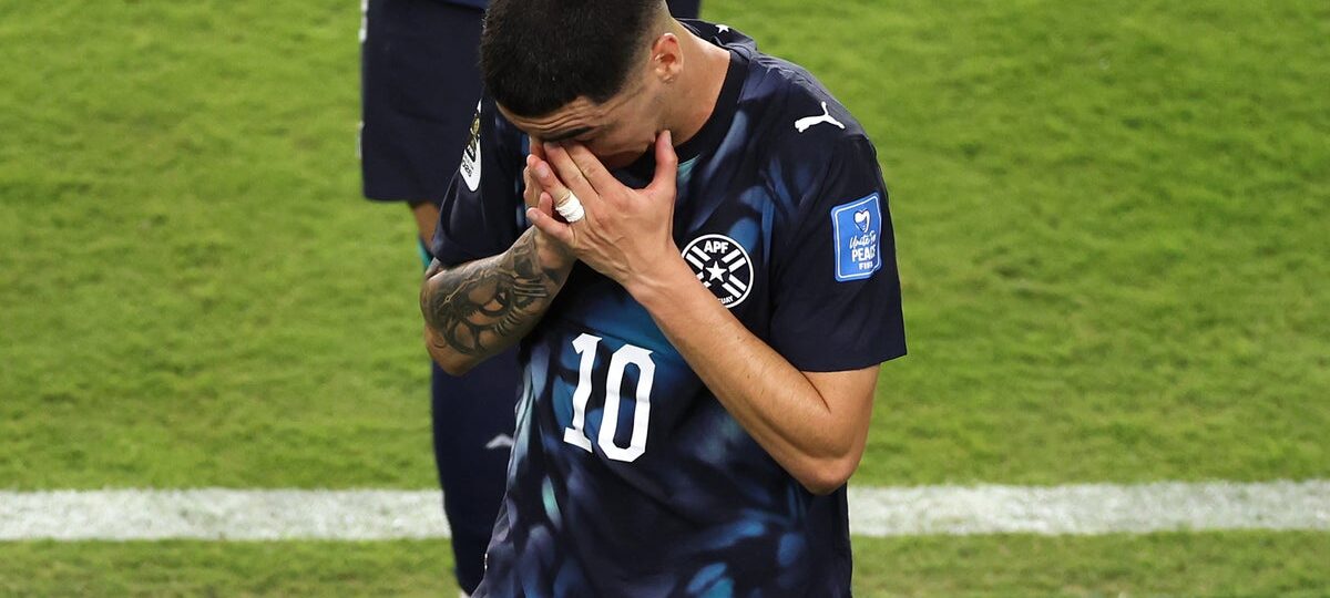 Miguel Almiron becomes first player sent off for covering mouth at World Cup