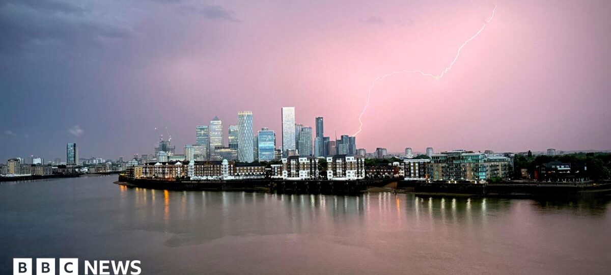 Thousands of lightning strikes light up sky across southern England