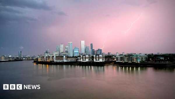 Thousands of lightning strikes light up sky across southern England