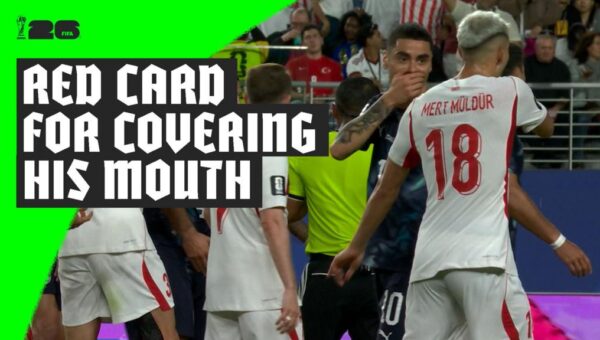 World Cup first sees Almiron sent off for covering mouth