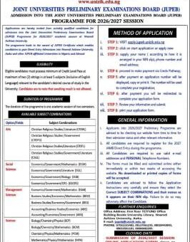 UNIZIK releases JUPEB Admission form, 2026/2027