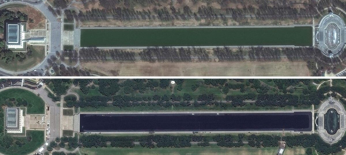 Before-and-after satellite photos show Trump's changes to the Lincoln Memorial Reflecting Pool in Washington, DC