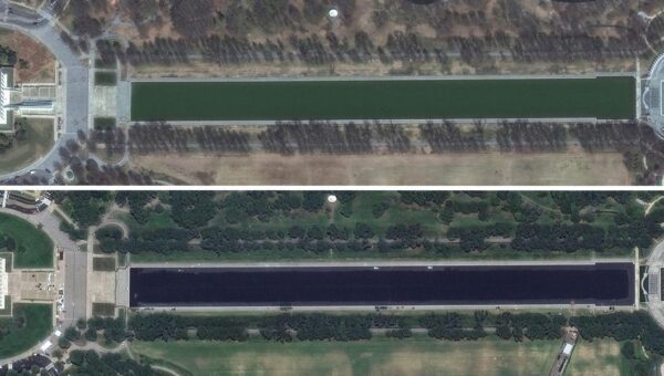 Before-and-after satellite photos show Trump’s changes to the Lincoln Memorial Reflecting Pool in Washington, DC