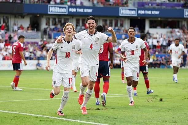 Watch: Arsenal’s Declan Rice fires England ahead vs Costa Rica after brilliant Anthony Gordon assist