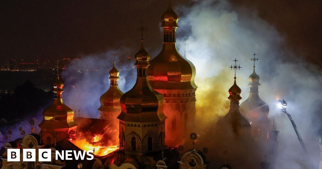 Russian strikes kill nine in Ukraine and damage historic cathedral, officials say
