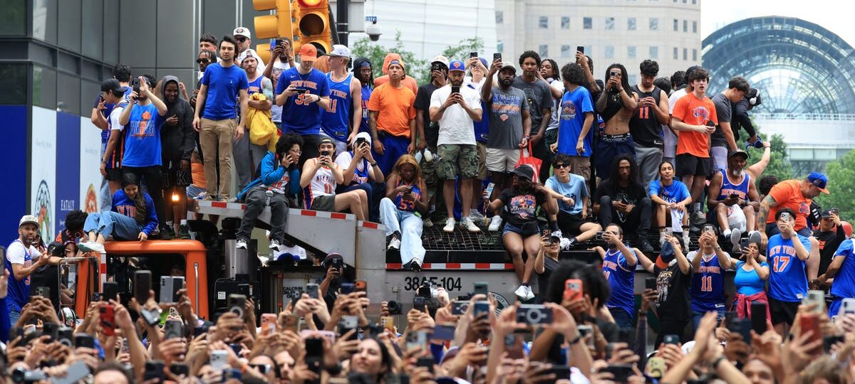 The Financial District turned orange and blue to celebrate the Knicks' first NBA championship in 53 years