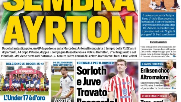 Today’s Papers – Golden U17 Italy, Juventus agreement with Sorloth