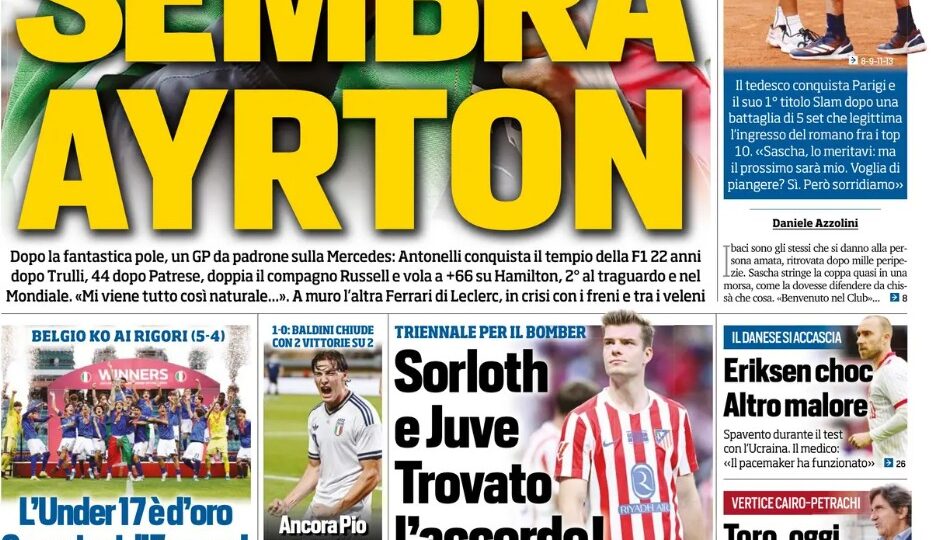 Today’s Papers – Golden U17 Italy, Juventus agreement with Sorloth