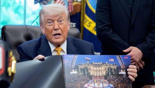 Trump says 'Eiffel Tower' like UFC structure may stay