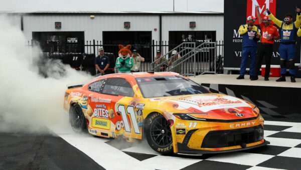 Denny Hamlin wins the NASCAR Cup race at Pocono for his third straight victory