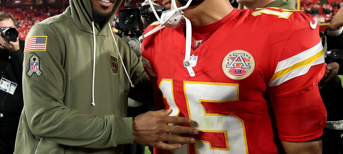 Commanders QB Jayden Daniels had his eyes on Patrick Mahomes this week