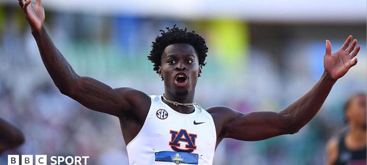 Tharp breaks 110m hurdles world record at US college championships