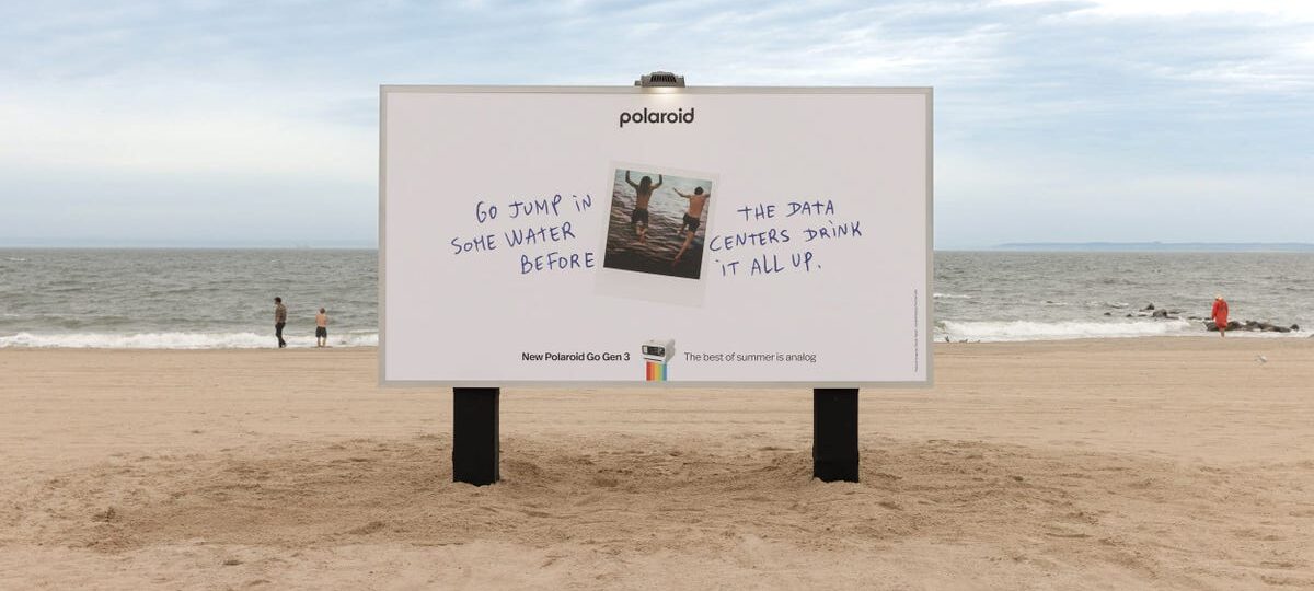 Polaroid tells people to jump in some water 'before the data centers drink it all up'