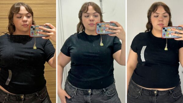 I tried on T-shirts at Gap, Banana Republic, and Old Navy. My favorite option was flattering and affordable.