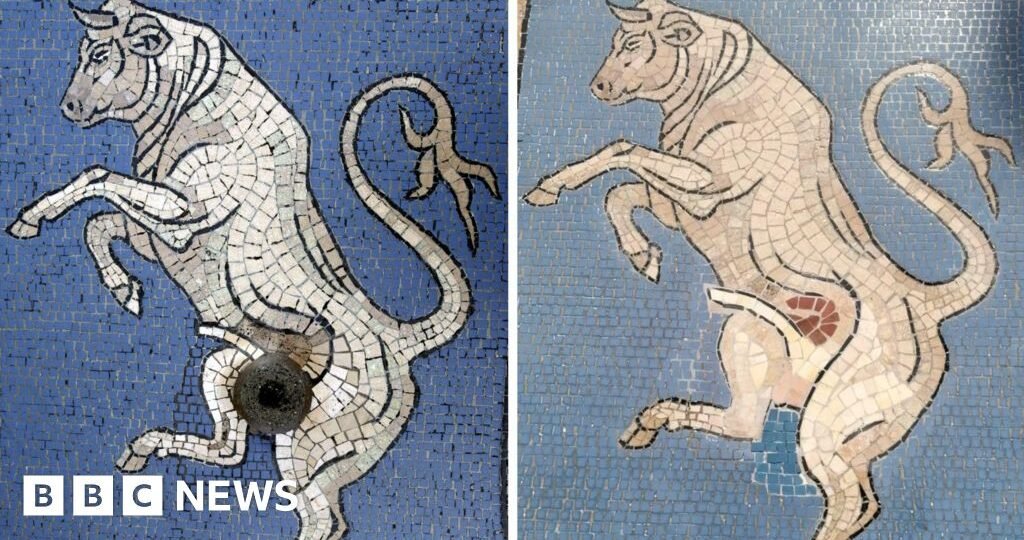 Italians bemused by Milan bull mosaic restoration