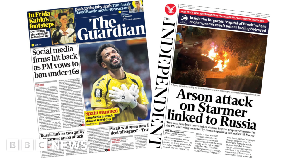 'Social media firms hit back' and 'Arson attack on Starmer linked to Russia'