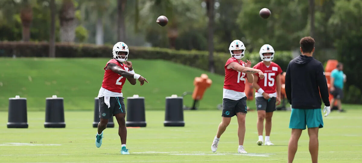 Jeff Hafley explains growth he's seen from Dolphins' top two QBs