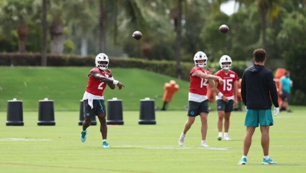 Jeff Hafley explains growth he's seen from Dolphins' top two QBs