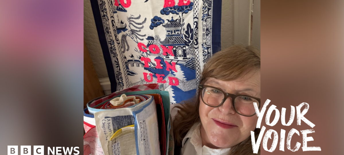 Artist happily reunited with lost tea towel art