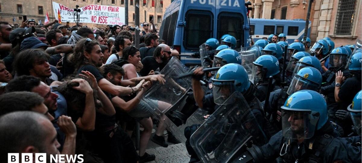 Dozens hurt in Bologna protests after man dies while being restrained by police