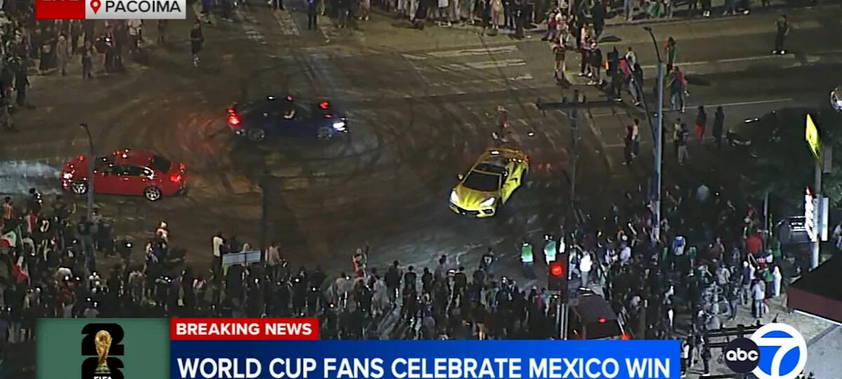 Chaotic street takeover breaks out in Pacoima after Mexico's World Cup win