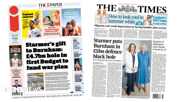 ‘Defence black hole’ and ‘Starmer’s gift to Burnham’