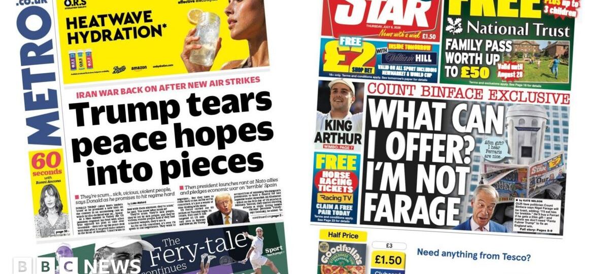 The Papers: ‘Iran war back on’ and ‘Count Binface exclusive’