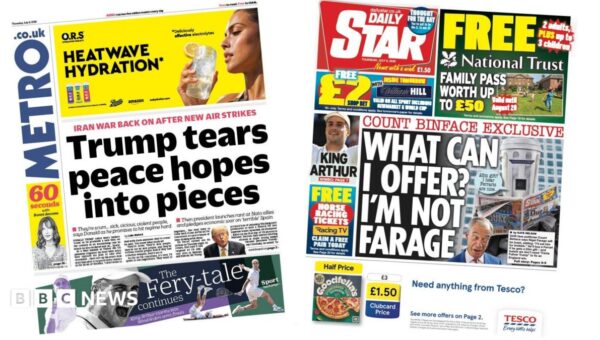The Papers: ‘Iran war back on’ and ‘Count Binface exclusive’