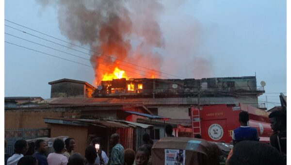 Two firefighters hospitalised as fire engulfs Lagos building