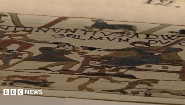 Bayeux Tapestry in ‘wonderful state’ after journey to London, French minister says